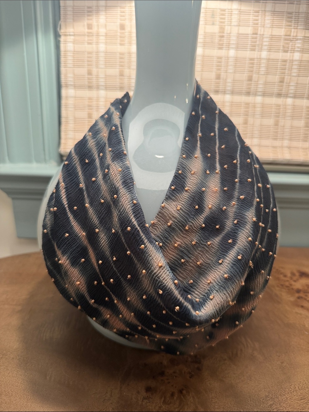 Mignonne Gavigan Blue Tie Dye Embellished Scarf Necklace